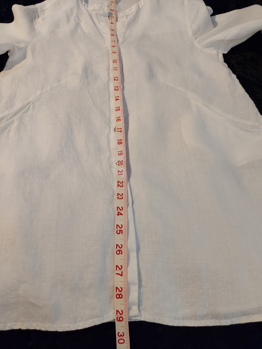 Sigrid Olsen White Linen Roll Tab Sleeve Button-Down Shirt - Picture 6 of 9